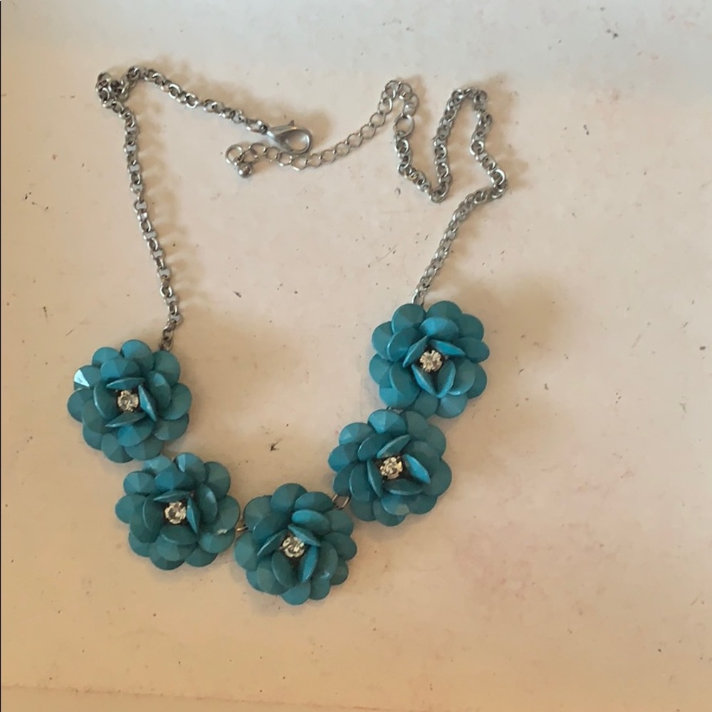 Teal Flower Necklace